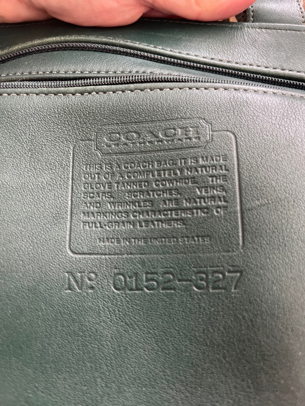 Vintage Coach Dark Green Leather Satchel with Gold-Tone Buckles - Picture 5 of 7